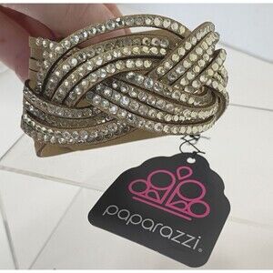 Paparazzi Top Class Chic Brown Faux Suede White Stone Braided Wrap Bracelet